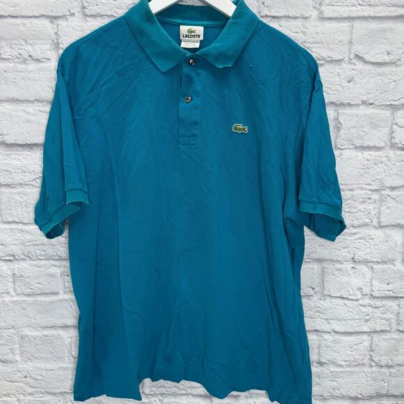 Vintage Mens Lacoste Turquoise Blue Polo Shirt Size 7/XXL/50" Short Sleeve Logo - Picture 1 of 7